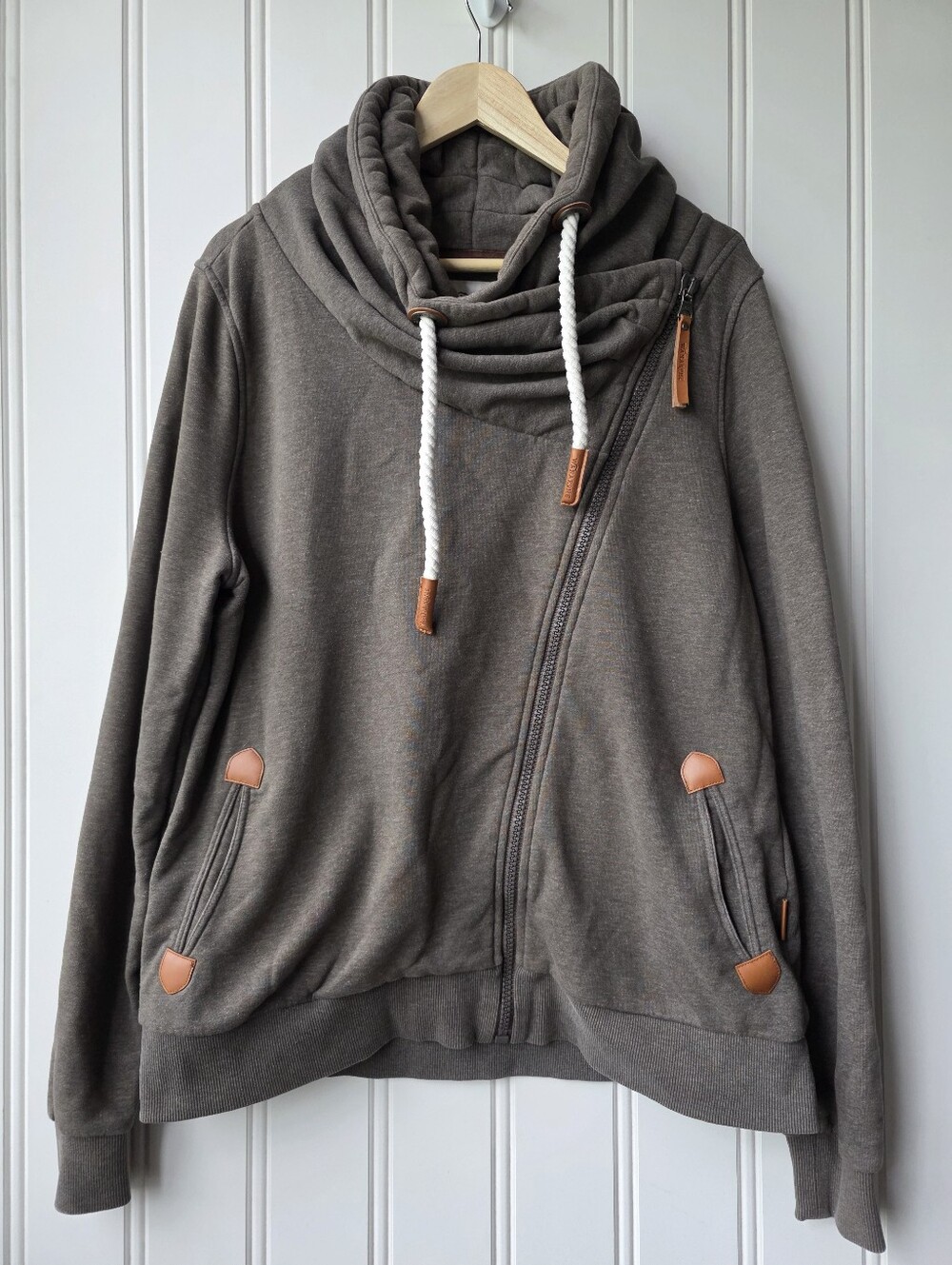 Wanakome Athena Asymmetric Full Zip Cowl Neck Hoodie XXL